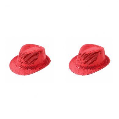 Карнавальная шляпа  блестящая с пайетками "Диско", цвет красный (Набор 2 шт.)