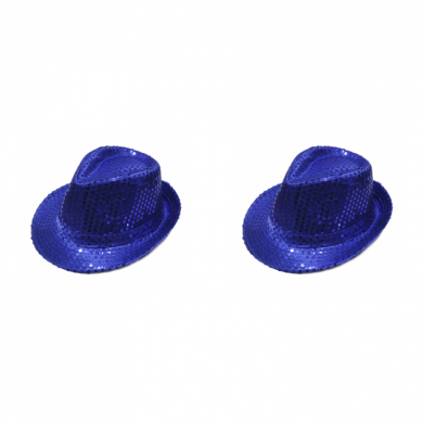 Карнавальная шляпа блестящая с пайетками "Диско", цвет синий (Набор 2 шт.)