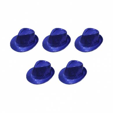 Карнавальная шляпа блестящая с пайетками "Диско", цвет синий (Набор 5 шт.)