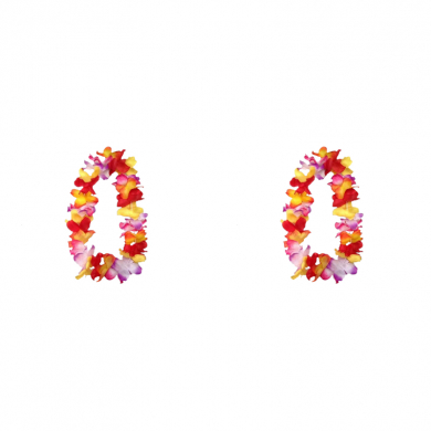 Гавайское ожерелье "Пышное", цвет желтый, оранжевый, красный, розовый, сиреневый (Набор 2 шт.)