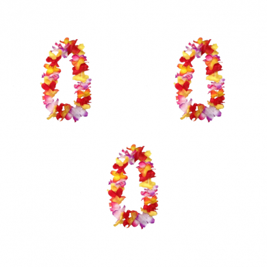 Гавайское ожерелье "Пышное", цвет желтый, оранжевый, красный, розовый, сиреневый (Набор 3 шт.)