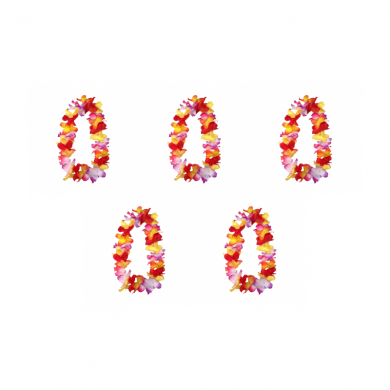 Гавайское ожерелье "Пышное", цвет желтый, оранжевый, красный, розовый, сиреневый (Набор 5 шт.)