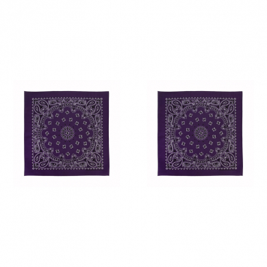 Бандана, повязка на голову, хлопковая"Узор", 55 х 55 см, цвет фиолетовый (Набор 2 шт.)