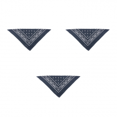 Бандана, повязка на голову, хлопковая "Узор" 55 х 55 см, цвет синий индиго (Набор 3 шт)