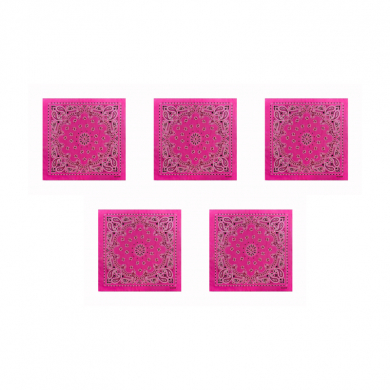 Бандана, хлопковая "Узор" 55 х 55 см, цвет ярко-розовый (Набор 5 шт.)