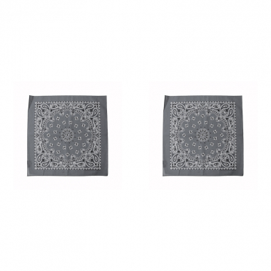 Бандана, повязка на голову, хлопковая "Узор" 55 х 55 см, цвет серый. (Набор 2 шт).