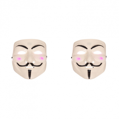 Карнавальная маска анонимуса "Гай Фокс" вендетта, цвет белый (Набор 2 шт.)