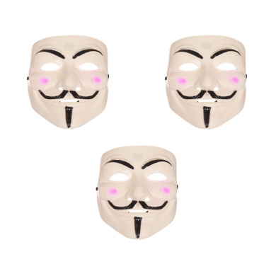 Карнавальная маска анонимуса "Гай Фокс" вендетта, цвет белый (Набор 3 шт.)