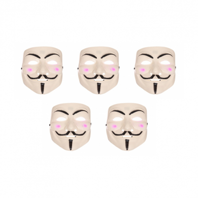 Карнавальная маска анонимуса "Гай Фокс" вендетта, цвет белый (Набор 5 шт.)