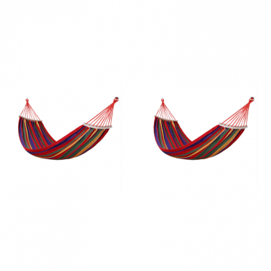 Гамак подвесной, качели, хлопок,  с перекладиной 190 x 150 см, цвет красный (Набор 2 шт.)