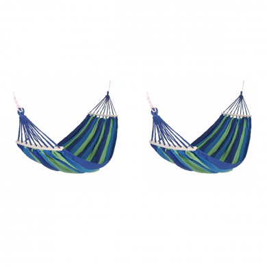 Гамак подвесной, качели, хлопок, с перекладиной 190 x 100 см, цвет синий (Набор 2 шт.)