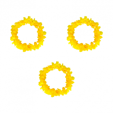 Гавайское ожерелье "Пышное", цвет желтый (Набор 3 шт.)