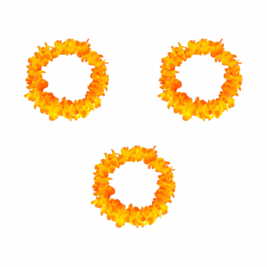 Гавайское ожерелье "Пышное", цвет оранжевый (Набор 3 шт.)