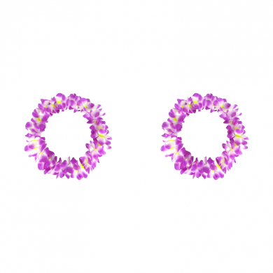 Гавайское ожерелье "Пышное", цвет желто-бело-фиолетовый (Набор 2 шт.)