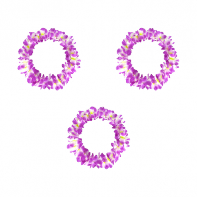 Гавайское ожерелье "Пышное", цвет желто-бело-фиолетовый (Набор 3 шт.)