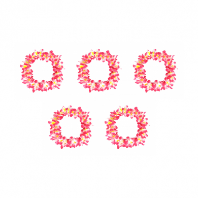 Гавайское ожерелье "Пышное", цвет желто-бело-розовый (Набор 5 шт.)