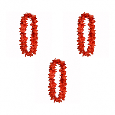 Гавайское ожерелье "Пышное", цвет красный (Набор 3 шт.)