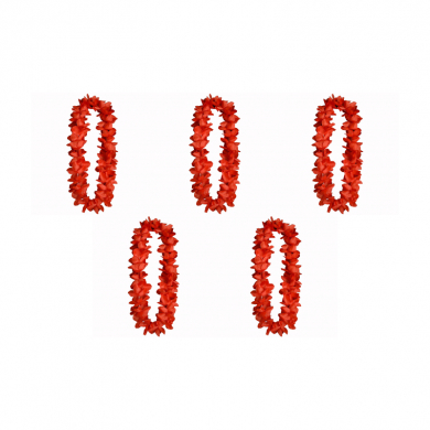 Гавайское ожерелье "Пышное", цвет красный (Набор 5 шт.)