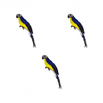 Попугай перьевой "Пират" малый пиратский на плечо, цвет желто-синий, размер 25 см (Набор 3 шт.). Пиратская вечеринка.