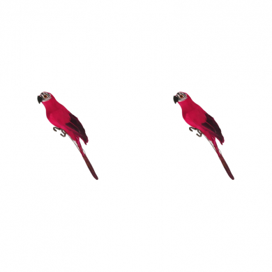Попугай перьевой "Пират" малый пиратский на плечо, цвет красный, размер 25 см (Набор 2 шт.)