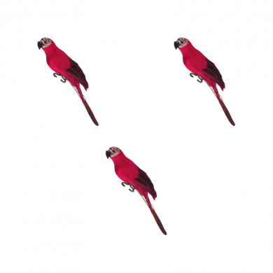 Попугай перьевой "Пират" малый пиратский на плечо, цвет красный, размер 25 см (Набор 3 шт.)