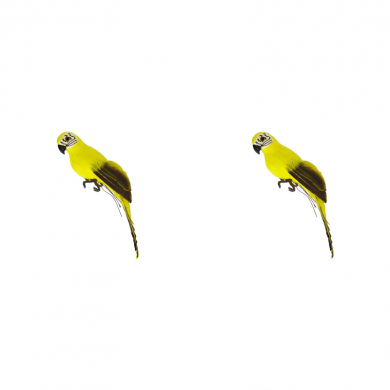 Попугай перьевой "Пират" малый пиратский на плечо, цвет желтый, размер 25 см (Набор 2 шт.). Пиратская вечеринка.