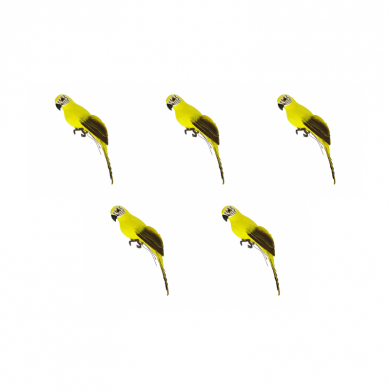 Попугай перьевой "Пират" малый пиратский на плечо, цвет желтый, размер 25 см (Набор 5 шт.). Пиратская вечеринка.