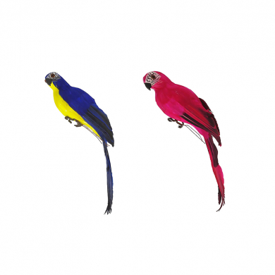 Попугай перьевой "Пират" малый пиратский на плечо, цвет желто-синий, красный, размер 35 см (Набор 2 шт.). Пиратская вечеринка.