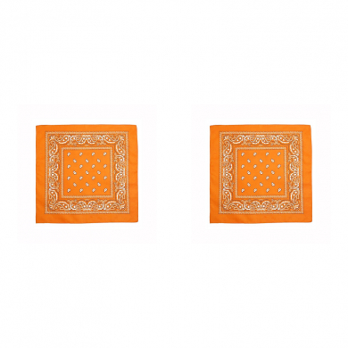 Бандана, повязка на голову, хлопковая "Узор квадратный" 55 х 55 см, цвет оранжевый (Набор 2 шт.)