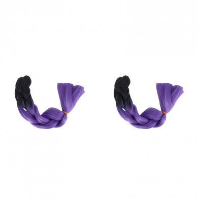 Канекалон 60 см, омбре из черного в фиолетовый (Набор 2 шт.)