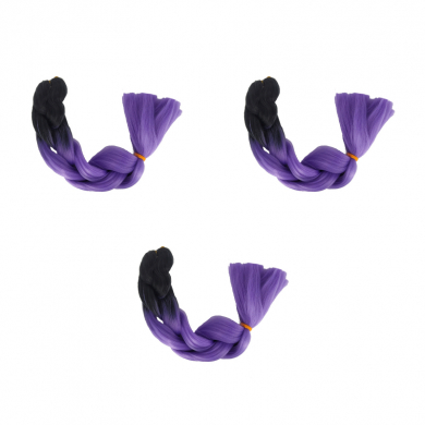 Канекалон 60 см, омбре из черного в фиолетовый (Набор 3 шт.)