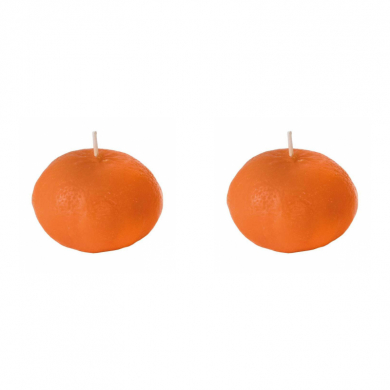 Свеча "Мандарин" Новый год, 6x4x4 см (Набор 2 шт.)