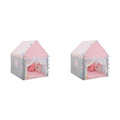 Палатка для детей, игровой детский домик "Домик принцессы" розовый, 135x125x95 см (Набор 2 шт.)