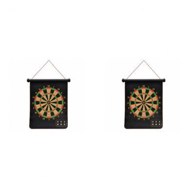 Магнитный дартс двусторонний и 3 дротика, размер 41х35х2 см (2 набора в комплекте)