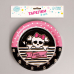 Тарелка бумажная  одноразовая пиратская "Храбрая пиратка", 18 см (Набор 12 шт.)