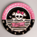 Тарелка бумажная  одноразовая пиратская "Храбрая пиратка", 18 см (Набор 18 шт.)
