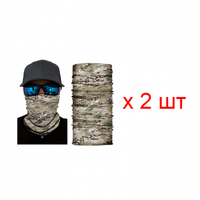 Бандана труба (бафф), цвет песочный камуфляж (Набор 2 шт.)