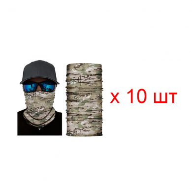Бандана труба (бафф), цвет песочный камуфляж (Набор 10 шт.)