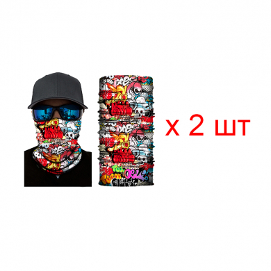 Бандана труба (бафф) "Яркие граффити" (Набор 2 шт.)