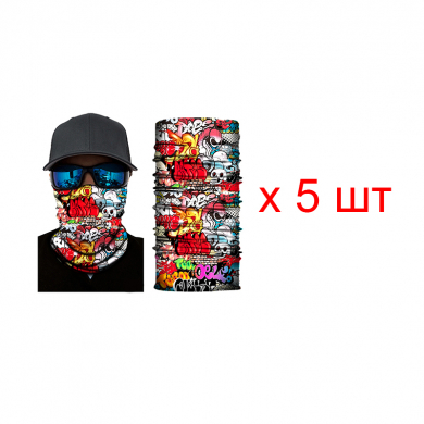 Бандана труба (бафф) "Яркие граффити" (Набор 5 шт.)
