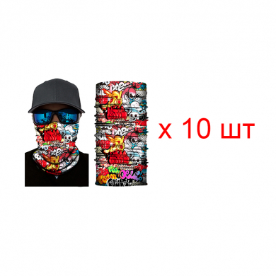 Бандана труба (бафф) "Яркие граффити" (Набор 10 шт.)