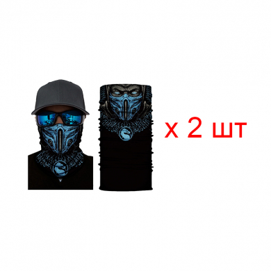 Бандана труба (бафф) "Злодей", черная (Набор 2 шт.)