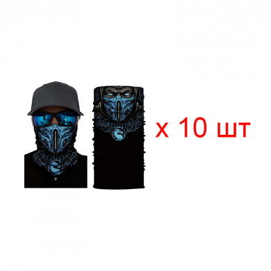 Бандана труба (бафф) "Злодей", черная (Набор 10 шт.)