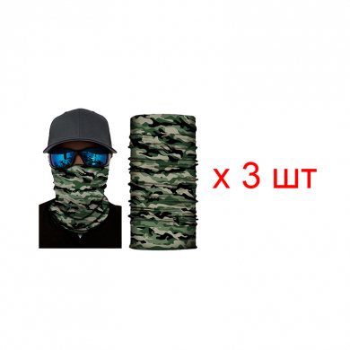 Бандана труба (бафф) "Камуфляж", цвет зеленый (Набор 3 шт.)