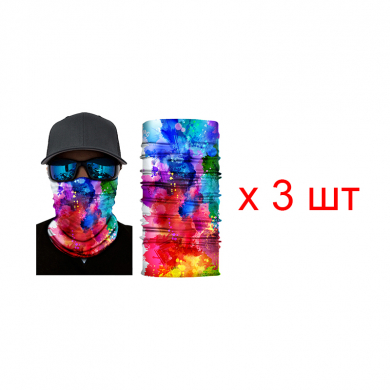 Бандана труба (бафф) "Яркие брызги" (Набор 3 шт.)