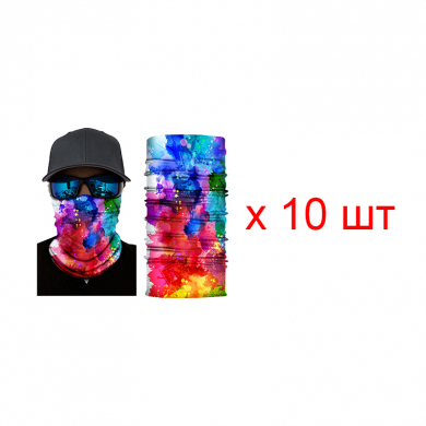 Бандана труба (бафф) "Яркие брызги" (Набор 10 шт.)
