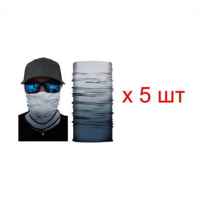 Бандана труба (бафф) омбре из белого в серый (Набор 5 шт.)