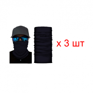 Бандана труба (бафф), цвет темно-синий (Набор 3 шт.)