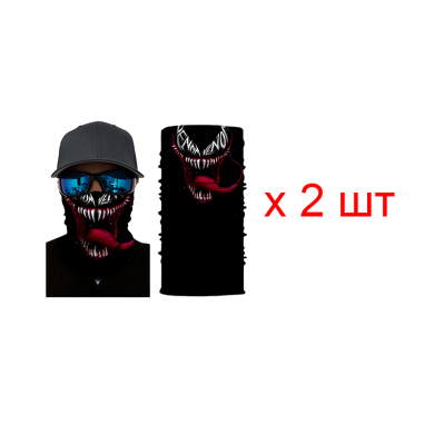 Бандана труба (бафф) веном "Агрессивный оскал" (Набор 2 шт.)