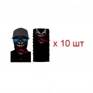 Бандана труба (бафф) веном "Агрессивный оскал" (Набор 10 шт.)
